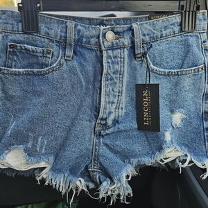 Lincoln Premium Raw Hem Denim Cutoffs - Classic Medium Wash